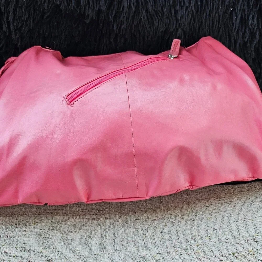 Women Fashion Shoulder Bag Purse Pink Faux Vegan Leather Bag Handbag - Picture 8 of 13